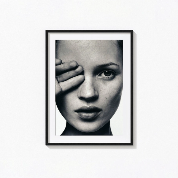 Kate Moss Blind Eye Print, Fashion Poster, Black and White Wall Art, Vintage Print, Photography Prints, Museum Quality Photo Art Print