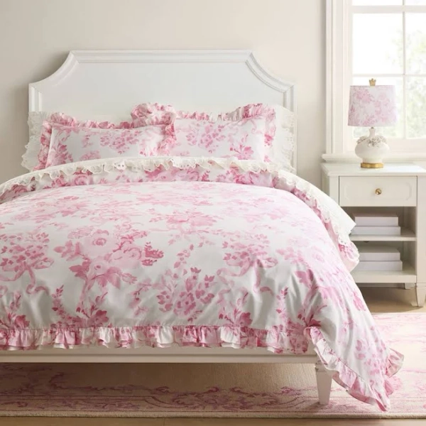 LoveShackFancy Damask Double Ruffle Edge Duvet
