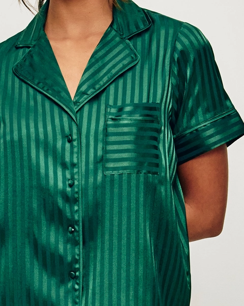 Chemise manches courtes satin à rayures