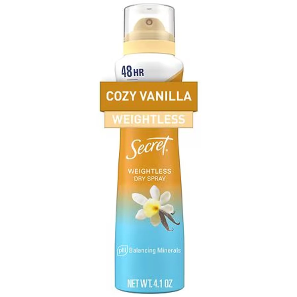 Secret Dry Spray Antiperspirant and Deodorant for Women Vanilla and Argan Oil