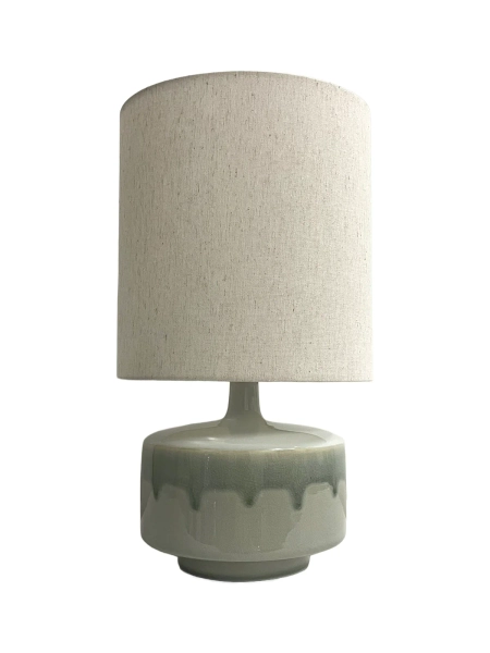 Isabel 1 Light Medium Table Lamp in Sage Ceramic with White Fabric