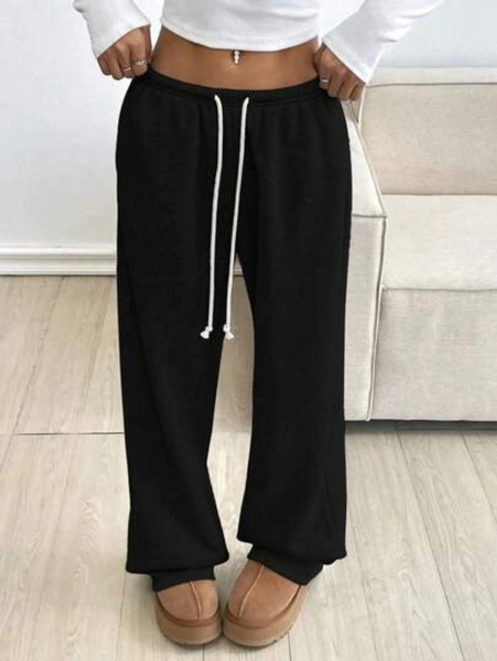 Flirla Women's Casual Drawstring Waist Pants