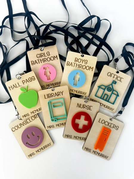 Personalized Teacher Hall Passes - Nurse Office Lockers Bathroom Counselor - Classroom Decor - Classroom Management Tools