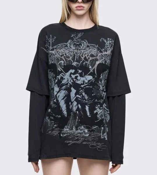 Minga London Oversized Goth Graphic T-Shirt