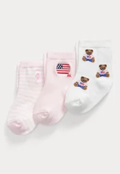 POLO BEAR CREW SOCK 3-PACK SET - Calze - white/pink