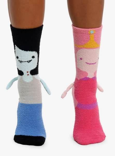 Adventure Time Marceline & Princess Bubblegum Magnetic Arms Mismatch Cozy Crew Socks