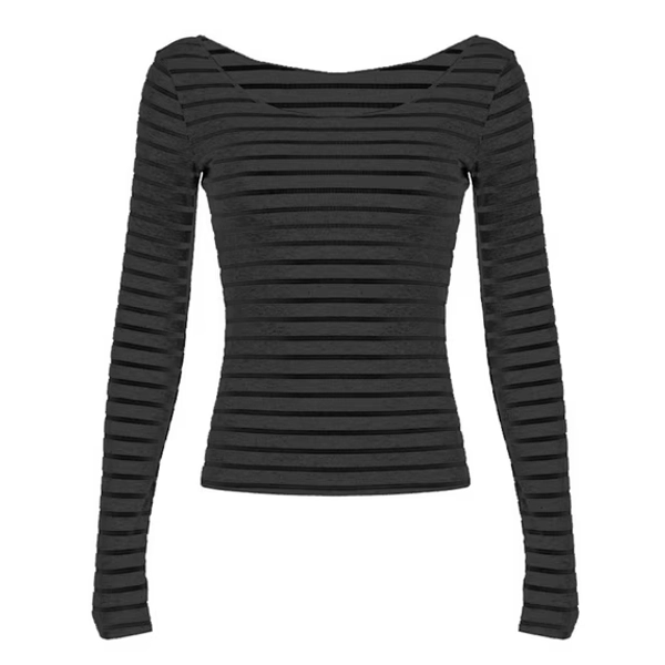 XIYON Tshirts For Women Off The Shoulder Striped Slim Fit Long Sleeve Casual Top Going Out Tops For Women