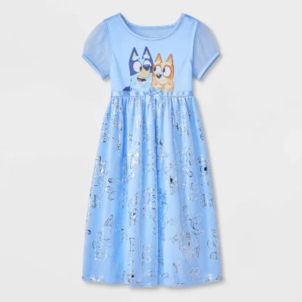 Toddler Girls' Bluey Fantasy NightGown - Blue 2T