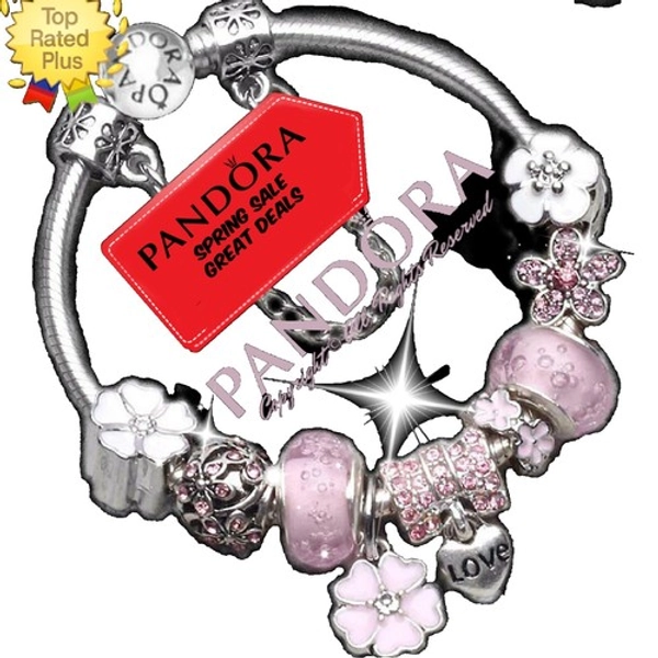 PANDORA BRACELET SPRING PINK Mothers Day Easter Bunny Heart Rhinestone Sparkle | eBay