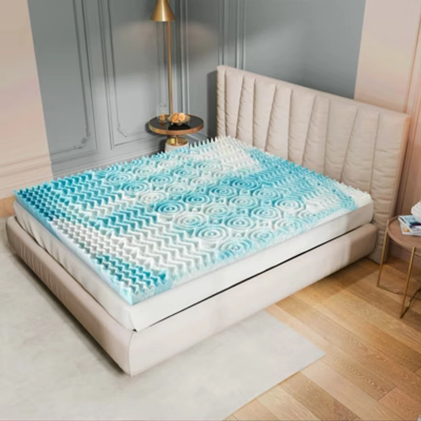 Bestier 2" 5-Zone Memory Foam Mattress Topper, Cooling Gel Infused Foam Mattress Topper for Pressure Relief, Bed Topper with Airflow Channels, Full