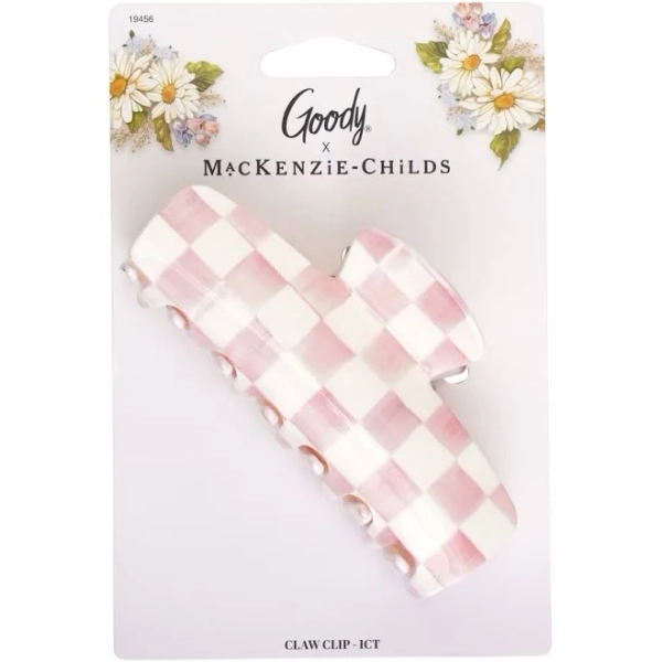 Mackenzie Childs X Goody Target Pink Rosy Check Large Hair Claw