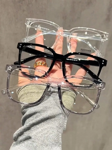 3pcs Unisex Square Frame Daily Wear Optical Glasses, Campus Style Face-Flattering Blue Light Blocking Glasses