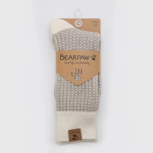 Bearpaw Women's Boot Garter Stitch Crew Socks  1pk - Vintage Khaki