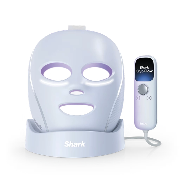 Shark™ CryoGlow™ Red Blue & Infrared iQLED Face Mask & Under Eye Cooling w/ Charging Stand (Blue Frost)