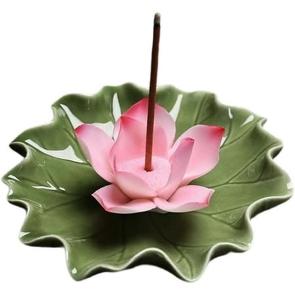 Lotus Ceramic Incense Holder Incense Burner Stick Detachable Ash Catcher Lotus Leaf Burners Tray DIY, Pink | Pink and green clay insence burner, Clay insense burners, Clay insense holder