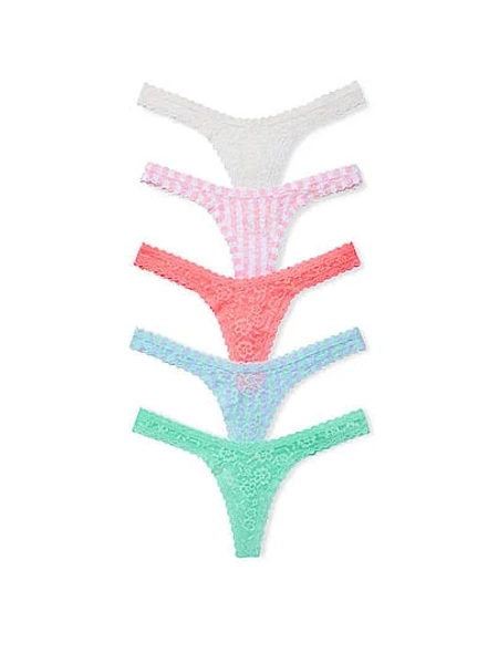 Victoria's Secret Women's Lacie Ultra- Mini Scoop Thong Panties (5-Pack