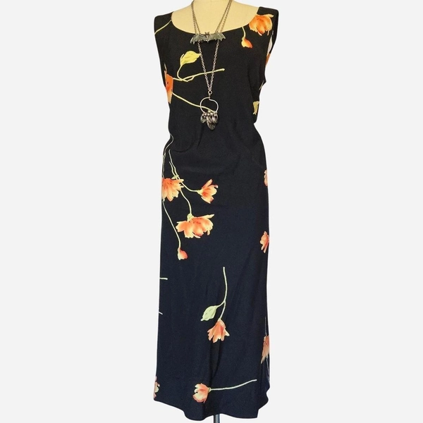 Black floral maxi dress, sleeveless | Studio I |...