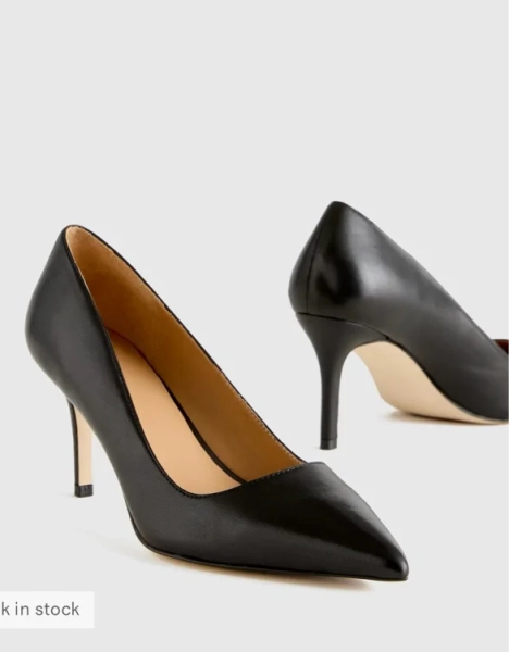 Italian Leather 75mm Pointy Toe Pump in Black