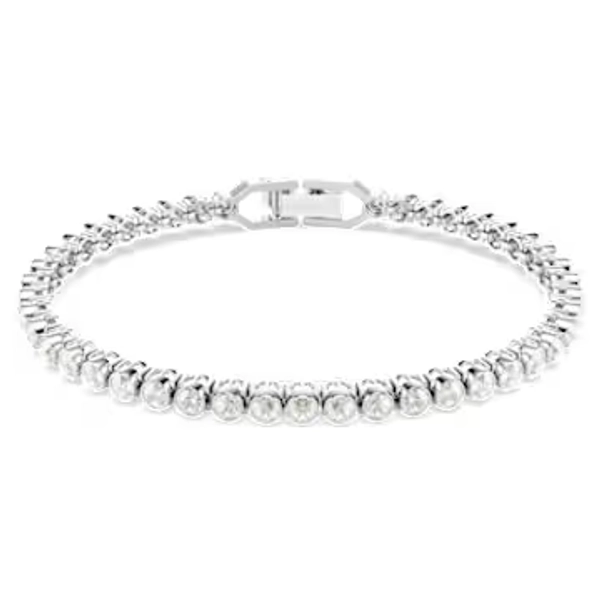 Imber Emily Tennis bracelet, Round cut, Gray, Rhodium plated