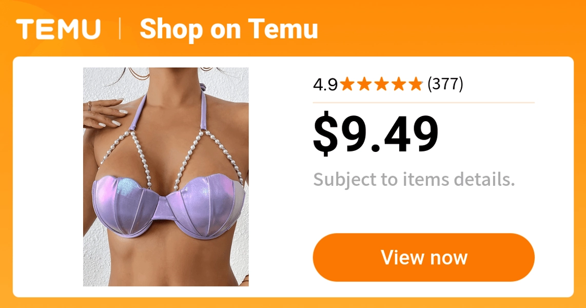   petal bikini swimsuit solid   cup pearl chain - Temu