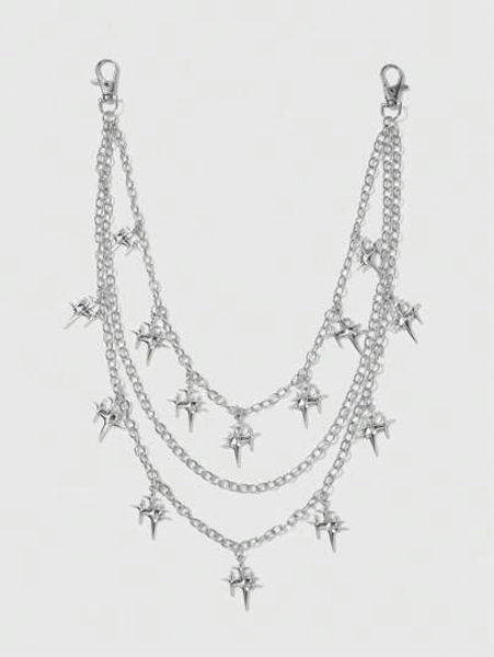 ROMWE Grunge Punk Star Charm Metal Waist Chain For Dresses, Multi-Occasion Wear - Party, Beach, Spring/Summer, Music Festival, Gatherings