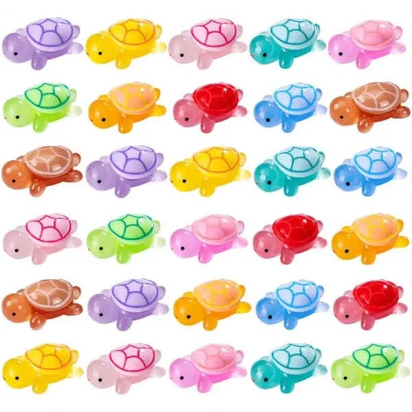100pcs Mini Cute Mini Luminous Turtle Ornaments Glowing Dark Miniatures Kids Toys Home Decoration