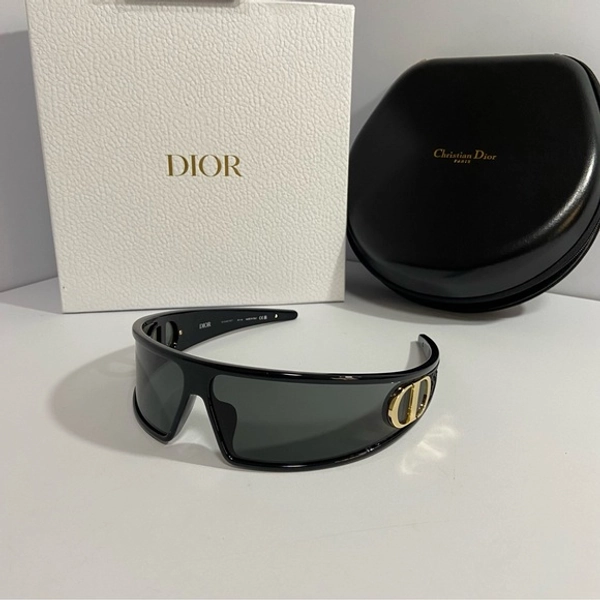 Dior Black Shield Sunglasses with Gold CD Accent