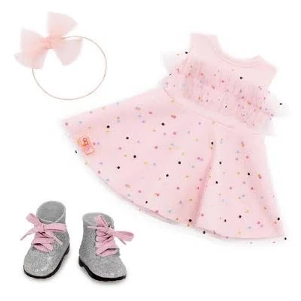 Our Generation Colorful Confetti-Print Dress Outfit