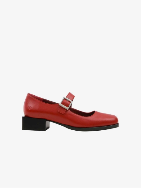 Jenny Apple Leather Vegan Mary Jane Pumps | Cherry Red - UK3 / EU36 / US5