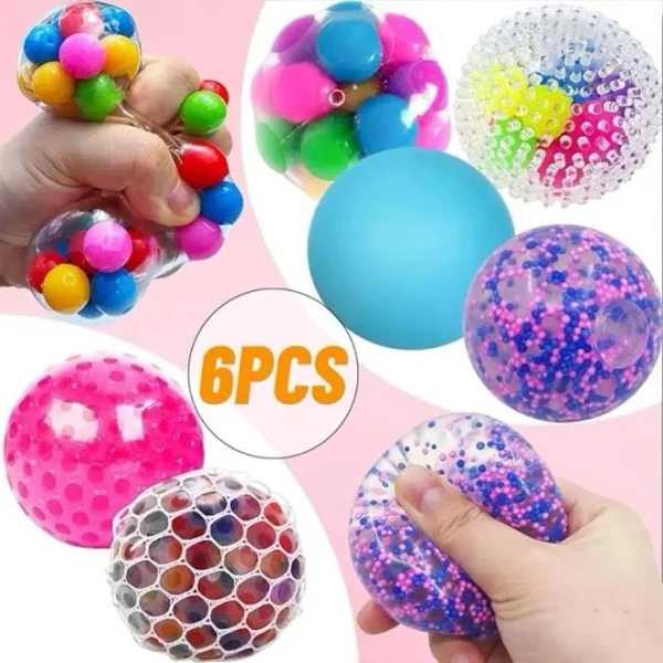 6pcs Mini Squishy Stress Balls Set Rainbow Squeeze Ball EDC Toy Sensory Fidget Toy Durable Non-Toxic