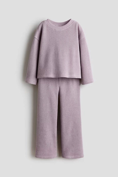 2-Piece Waffled Cotton Set - Purple