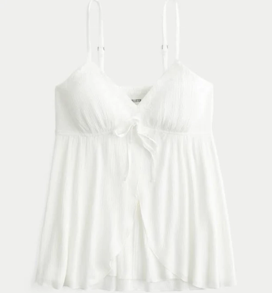 Hollister Women's Crinkle Shine Flyaway Babydoll Top