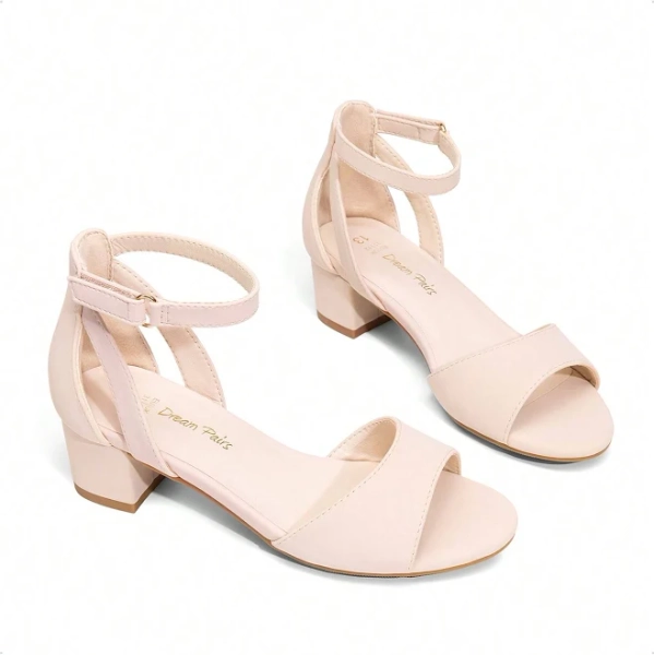 Girls' Open Toe Chunky High Heel Sandals