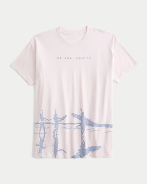 Oversized Ocean Beach Graphic Tee
