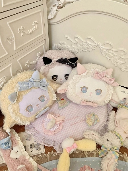 [£21.27]3 Colors Lolita Style Plush Sheep Crossbody Bag with Bowknot Decoration