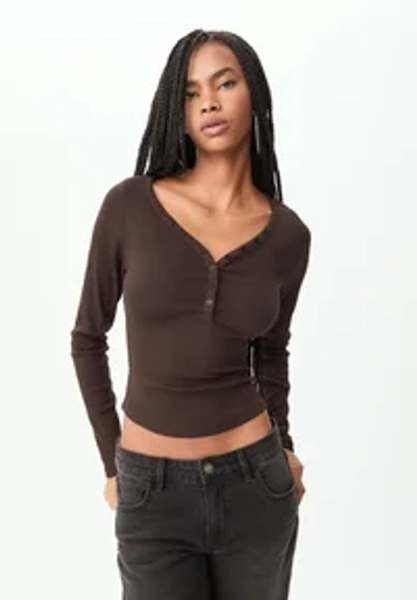 WITH BUTTONS - Langarmshirt - brown