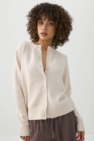Button-Front Sweater Cardigan