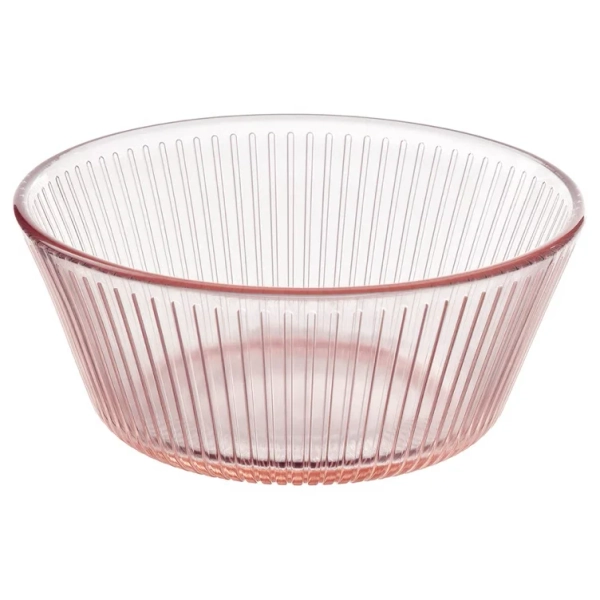HAVSGÄDDA Bowl - stripe pattern/pink 12 cm (4 ½ ")