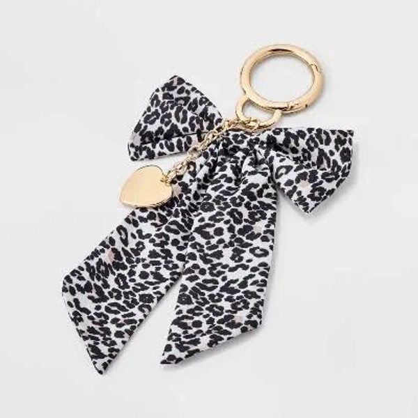 A New Day Heart and Leopard Bow Bag Charm