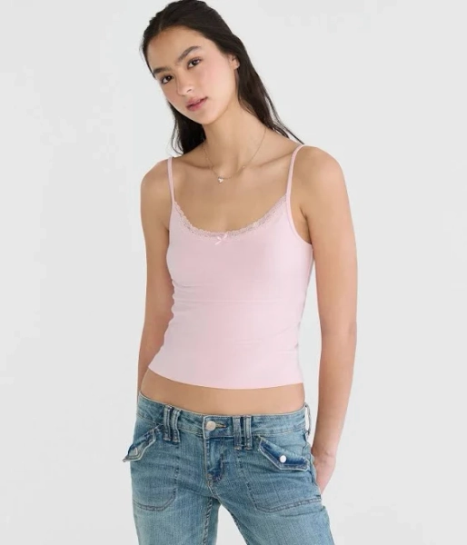 Aeropostale Women's Lace-Trim Cotton Cami