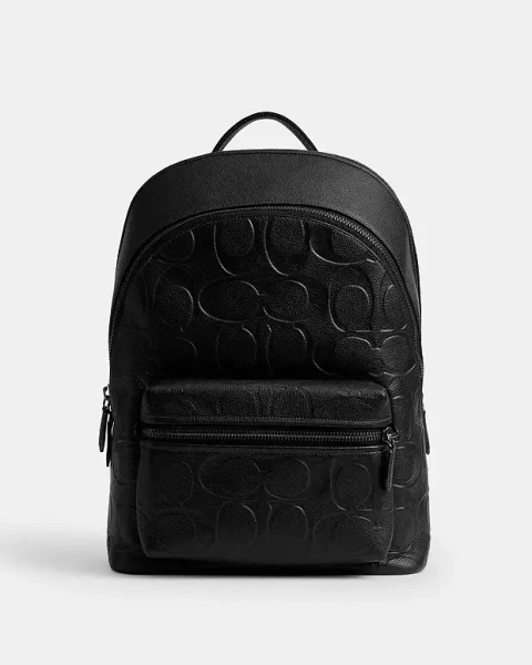 Black Charter Backpack In Maxi Signature Leather