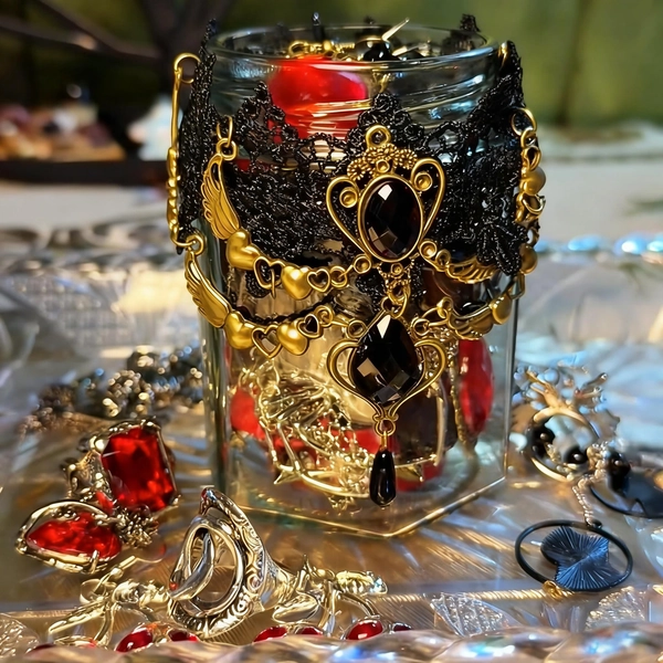 Gothic Mystery Jewelry Box, Handmade Dark Romantic Jewelry Set, Curated Rings, Necklaces, Earrings, Bracelets, Witchy Gift for Her