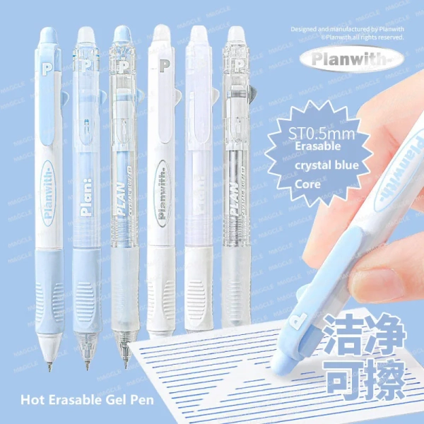 Planwith 3PCS/set Erasable Gel Pen Stationery Student School Acsesories Pen 0.5mm Crystal Blue Ink Side Press Writing Supplies - AliExpress 21