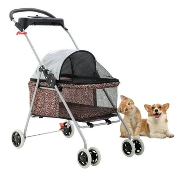 Cl.hpahkl Pet Stroller for Medium Small Dogs Dog Stroller Cat Stroller Foldable Jogging Travel 4 Wheels Waterproof and 360 Rotating Front Puppy
