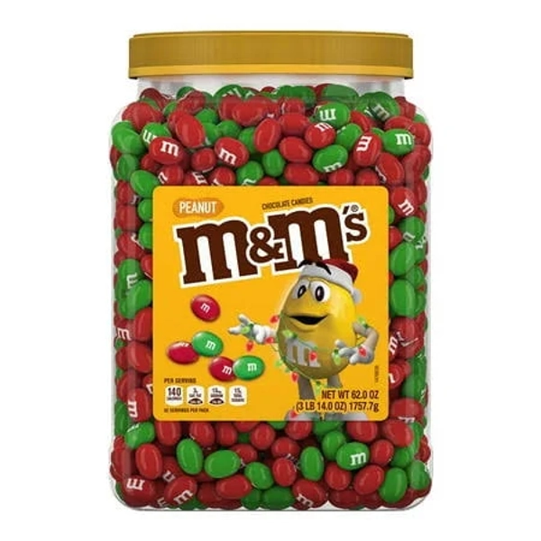 M&M'S Peanut Chocolate Holiday Candy Jar
