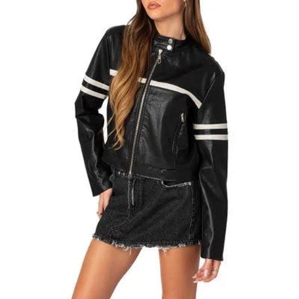 Edikted Women's Rockstar Oversized Faux Leather Jacket