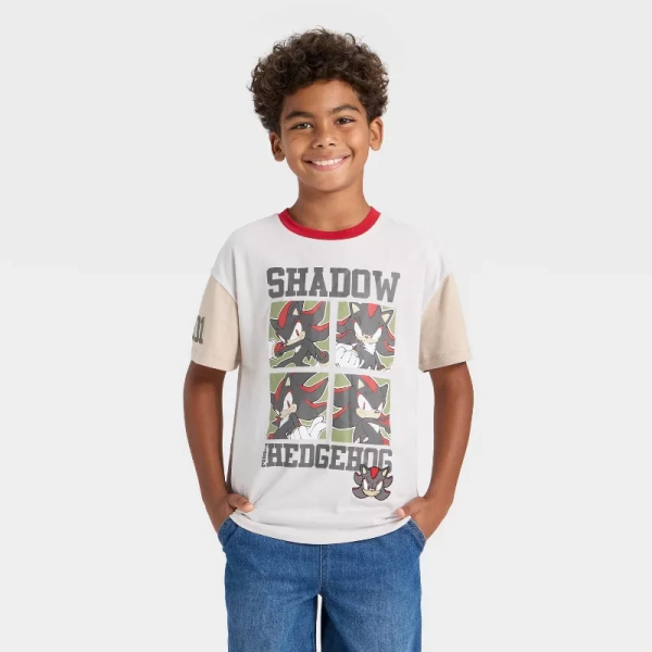 Boys' Sonic the Hedgehog Shadow Short Sleeve Graphic T-Shirt - Burgundy/Gray/Khaki : Target