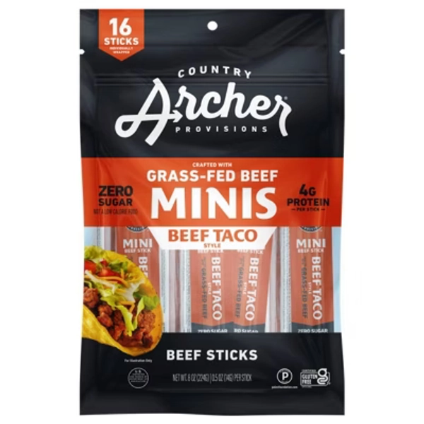 Country Archer Jerky Co. Taco Mini Beef Sticks - 8oz/16ct