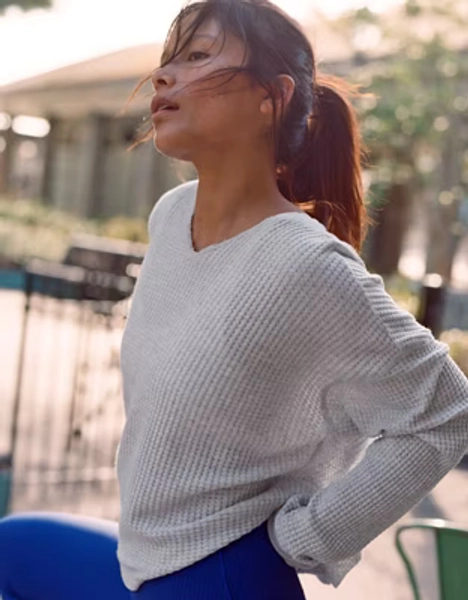 OFFLINE By Aerie Wow! Waffle Notch Neck Long Sleeve T-Shirt