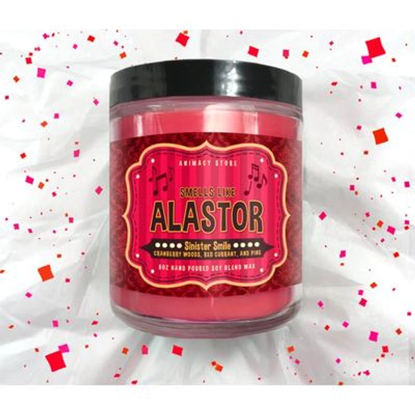 ALASTOR Inspired Candle - Horror Hell Hotel - 8 oz Hand Poured Soy Blend Wax - Video Game Nerdy Gift